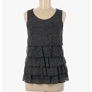 Coldwater Creek Women’s Tiered Ruffle Tank Black Polka Dots Size S/8